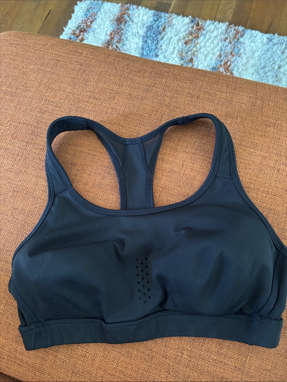 Avia Black Racerback Sports Bra with Perforated Front